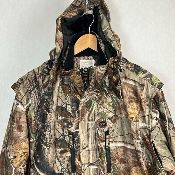 10X RealTree Camo Insulated Outdoors Jacket Coat Mens Sz XL *READ* Hood Pockets - Picture 2 of 13